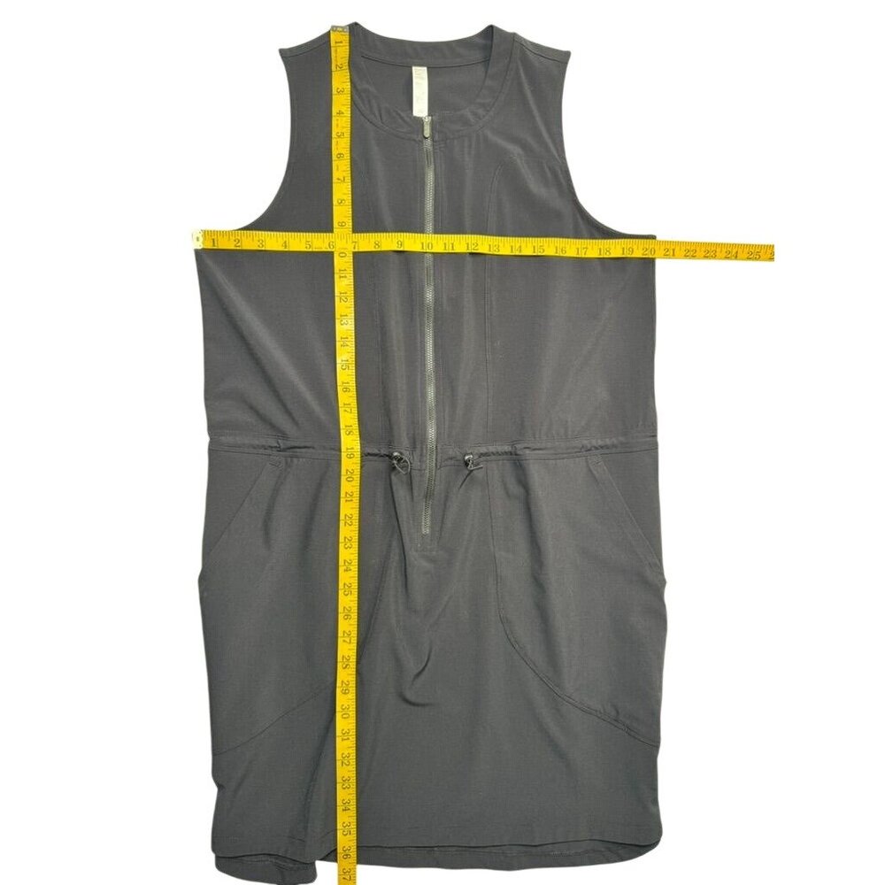 Zella Black Sleeveless Zip-Front Drawstring Waist Dress L - Picture 4 of 7